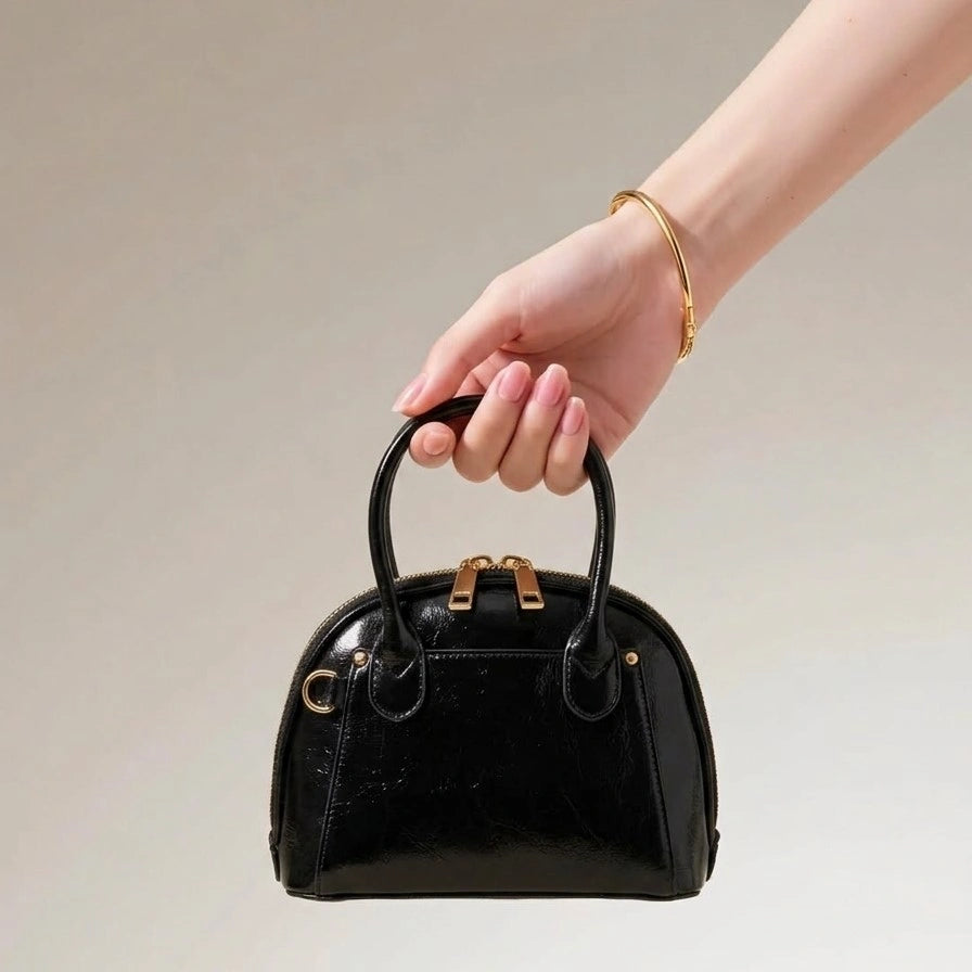 Black - Dome Mini Metallic Purse