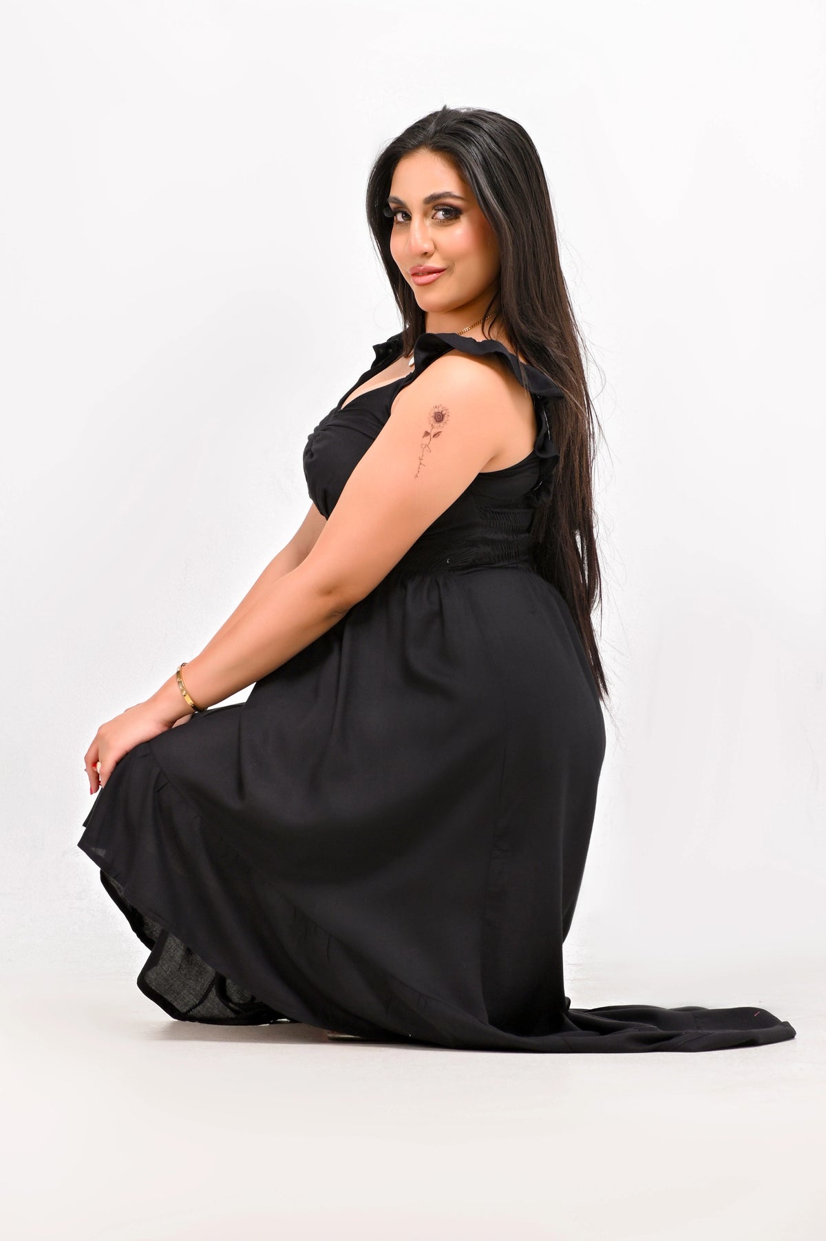 Black - Layered V-Dress