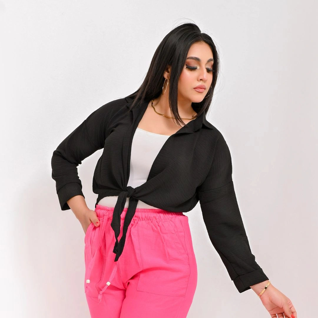 Black - Relaxed Linen Bolero