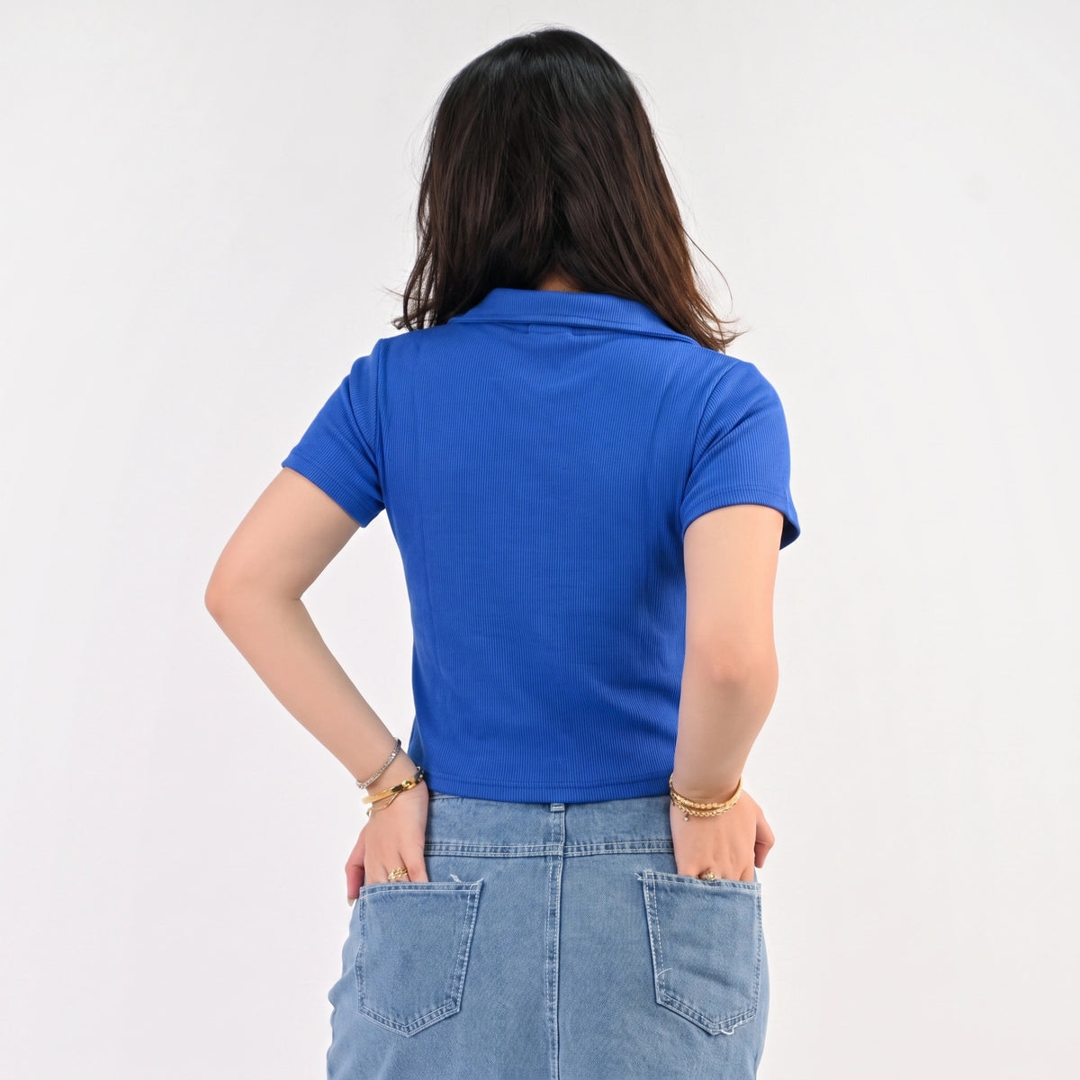 Blue - Notched-Placket Polo Shirt