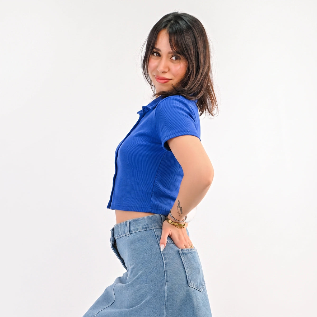 Blue - Notched-Placket Polo Shirt