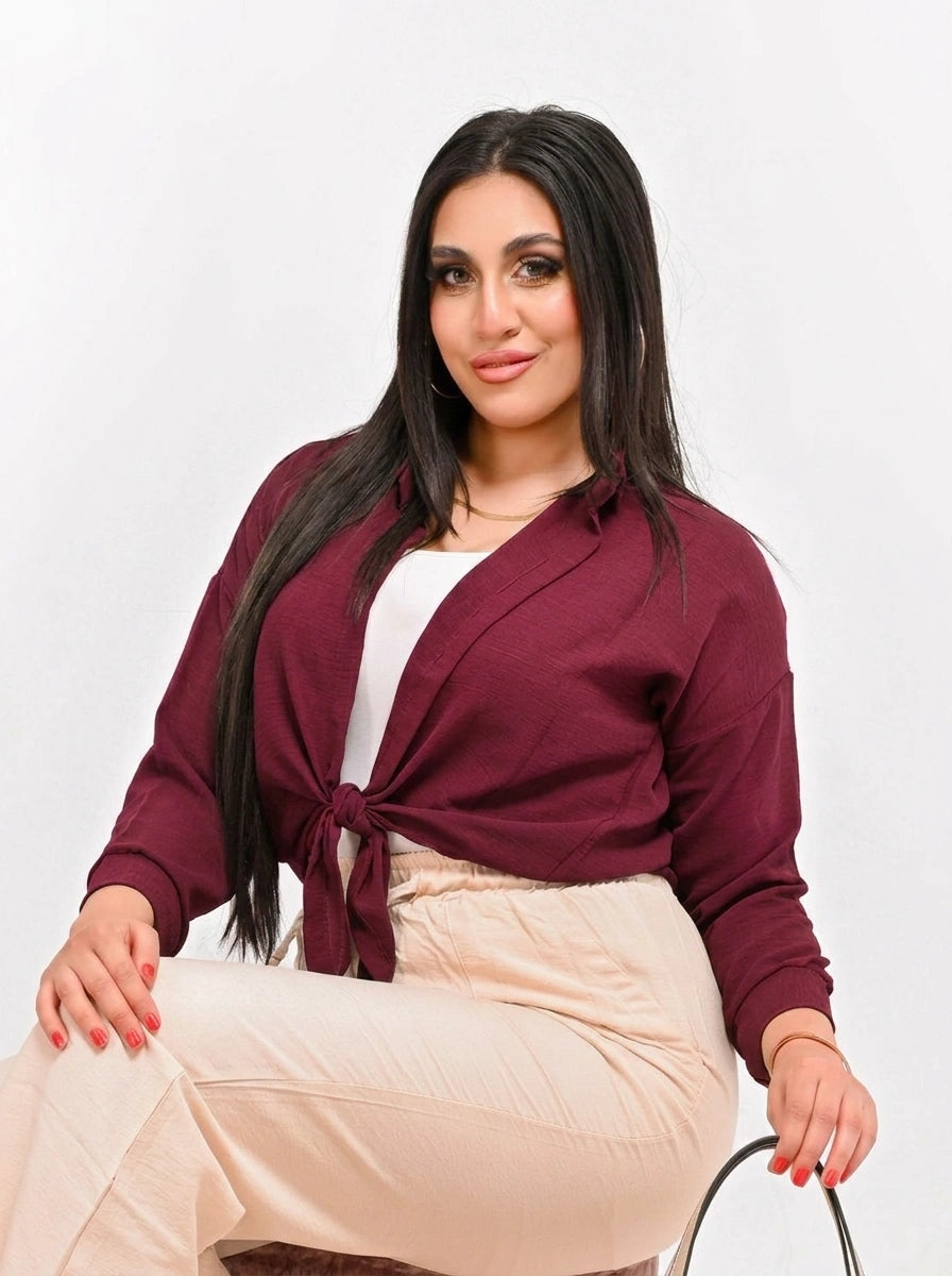 Burgundy - Relaxed Linen Bolero