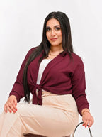 Burgundy - Relaxed Linen Bolero