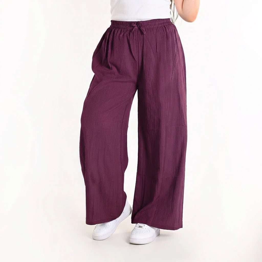 Indigo - Crinkle Wide-Leg Pants