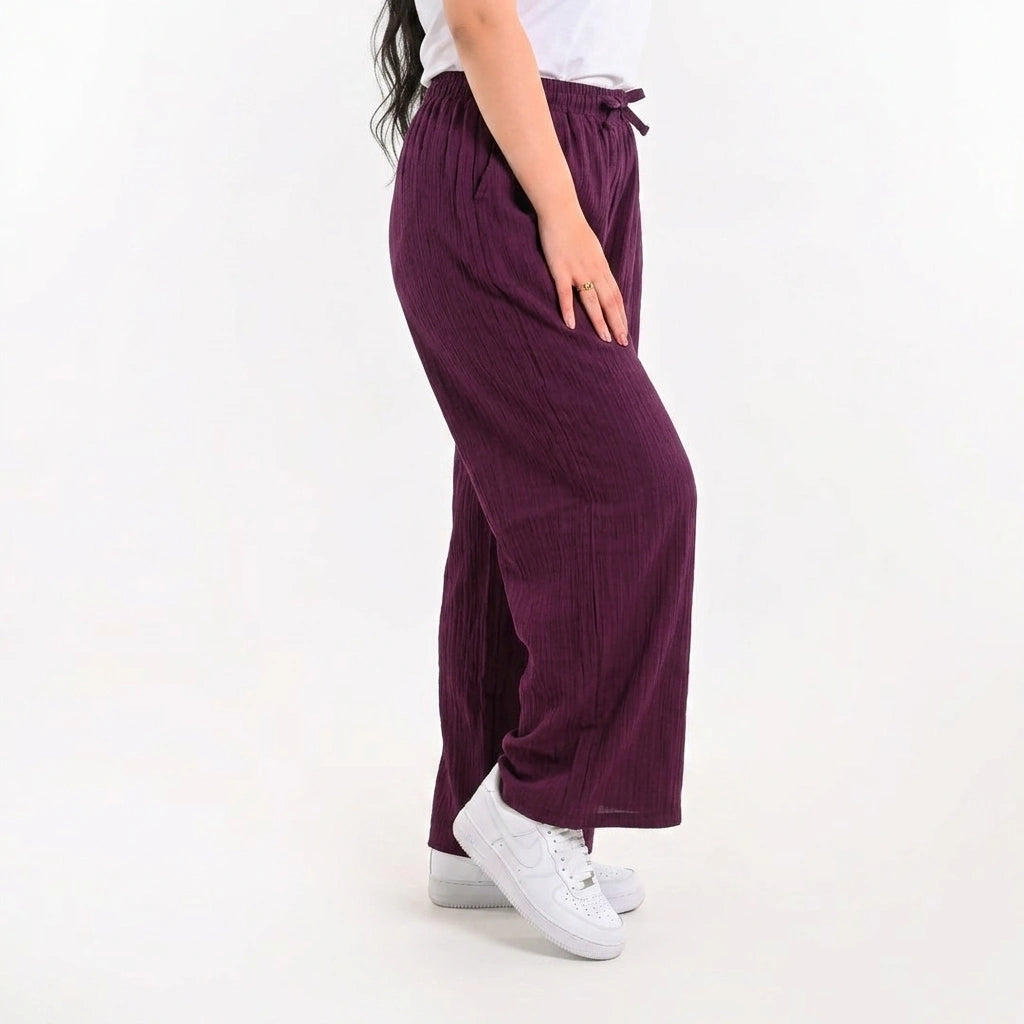 Indigo - Crinkle Wide-Leg Pants