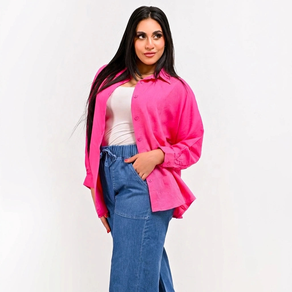 Pink - Loose Linen Chemise