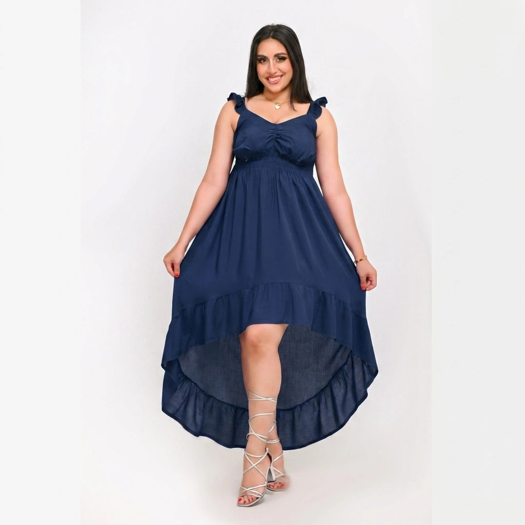 Navy Blue - Layered V-Dress
