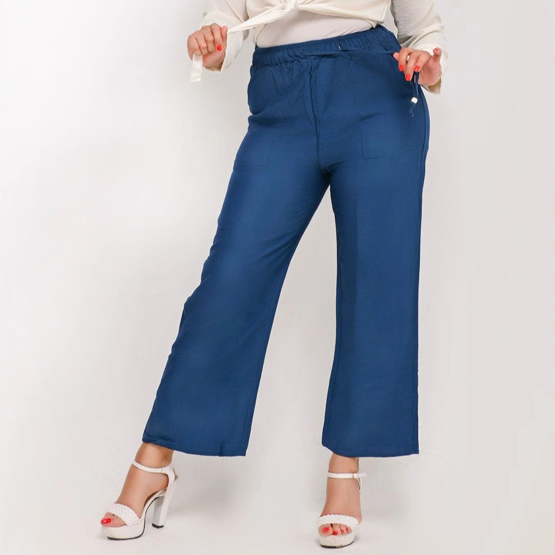 Navy Blue - Relaxed Linen Pants