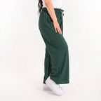 Olive Green - Crinkle Wide-Leg Pants