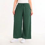 Olive Green - Crinkle Wide-Leg Pants