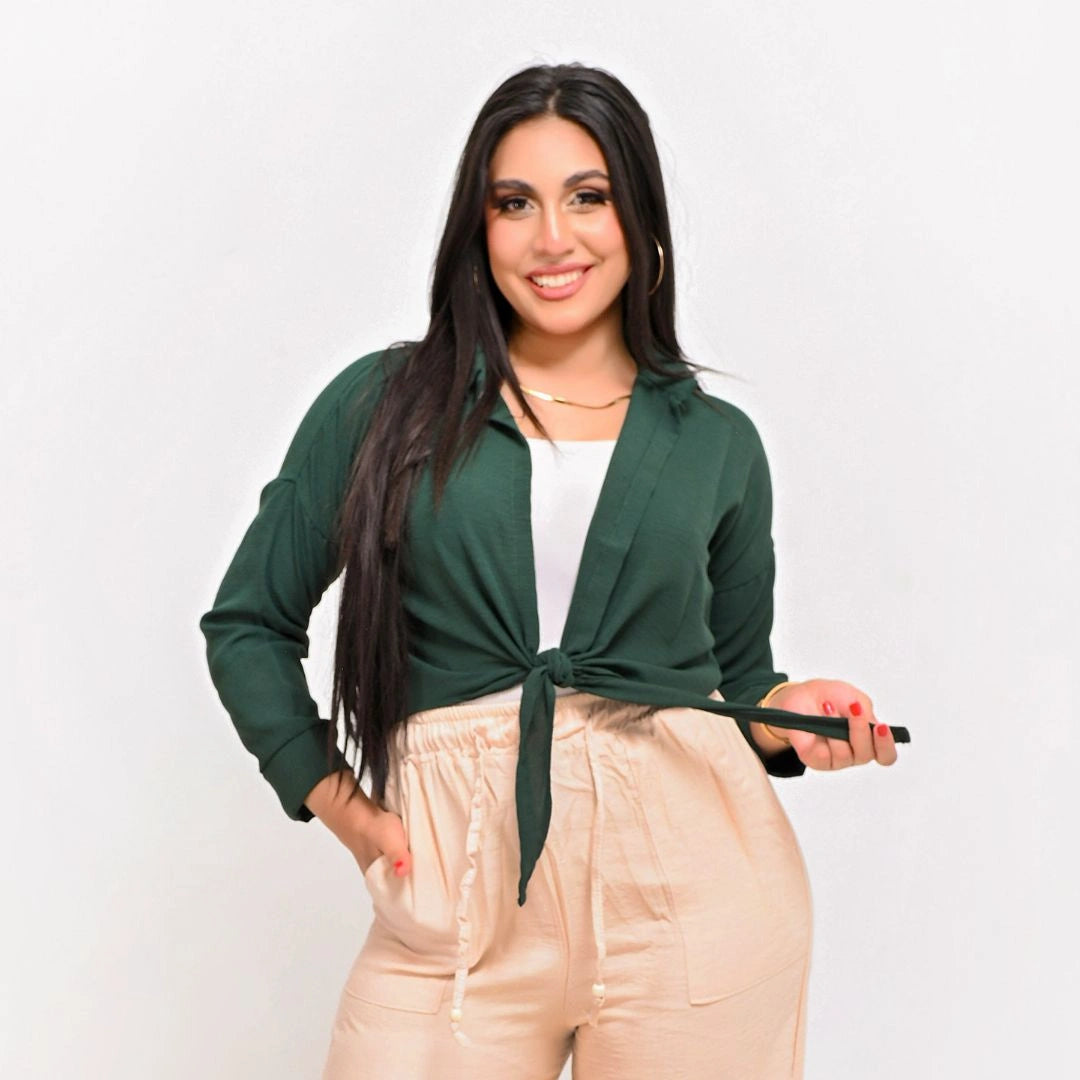 Olive Green - Relaxed Linen Bolero