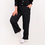 Textured Wide-Leg Pants