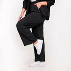 Textured Wide-Leg Pants