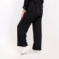 Black - Textured Wide-Leg Pants