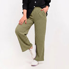 Textured Wide-Leg Pants