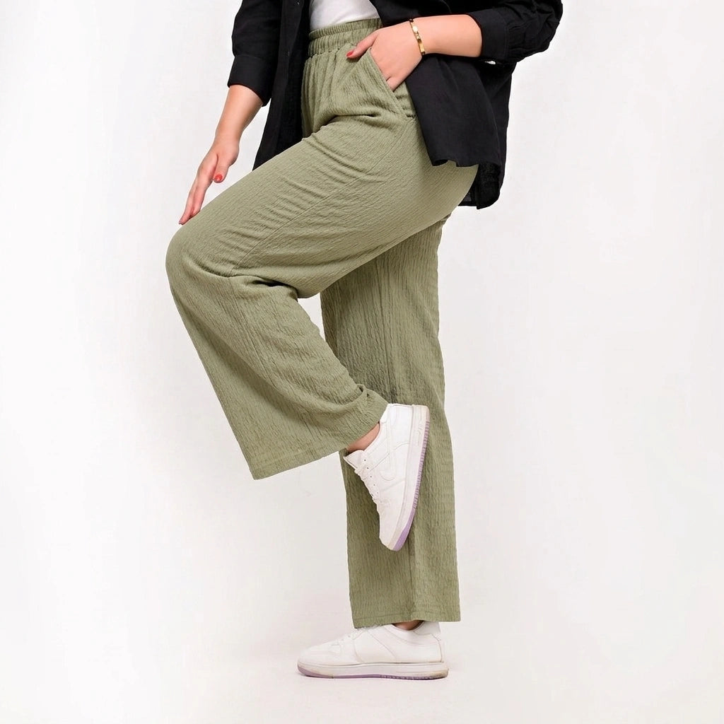 Textured Wide-Leg Pants