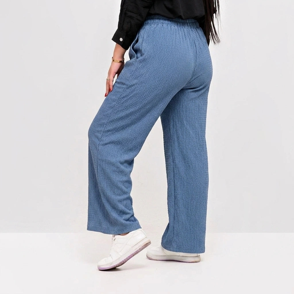 Textured Wide-Leg Pants