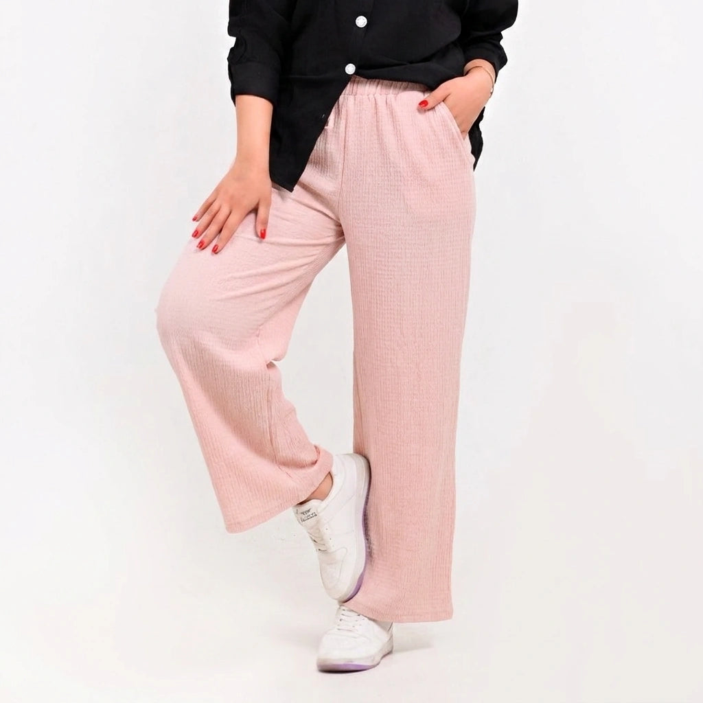 Textured Wide-Leg Pants