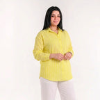 Yellow - Relaxed Fit Pinstripe Shirt