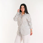 White - Relaxed Fit Pinstripe Shirt