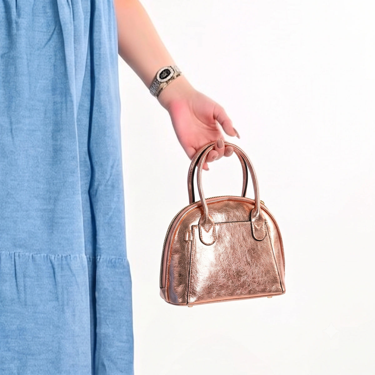Rose Gold - Dome Mini Metallic Purse
