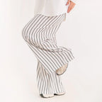 White - Striped Loose Pants