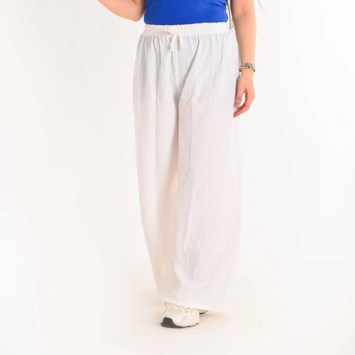 White - Crinkle Wide-Leg Pants
