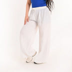 White - Crinkle Wide-Leg Pants