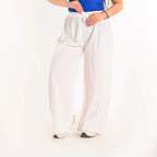 White - Crinkle Wide-Leg Pants
