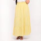 Yellow - Belted 3-Layer Linen Skirt